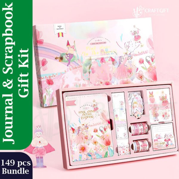 Journal & Scrapbook Gift Kit - Pink Annie in the flowers