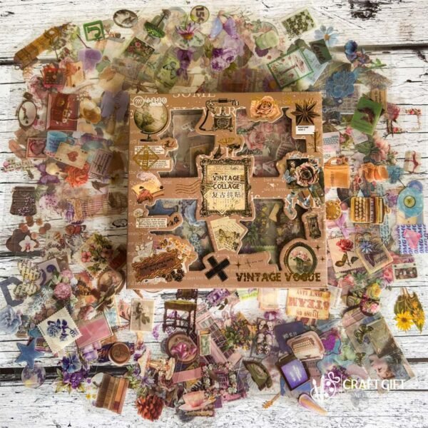 100 Sheets Vintage Stickers Box -1